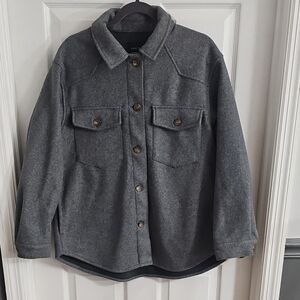 Love Tree Gray Button-Up Shirt Jacket / Shacket
